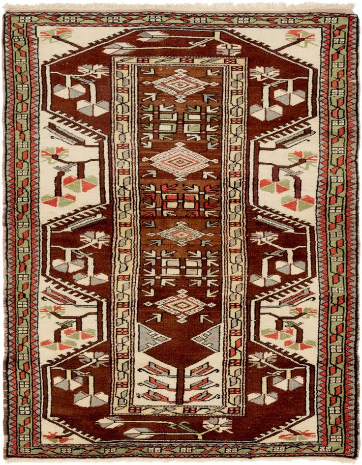 Detail image of 3' 8 x 5' 10 Hand Knotted Anatolian Oriental Wool Rug