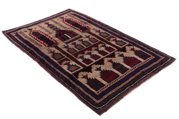 2' 10 x 4' 5 Hand Knotted Balouch Persian Wool Rug