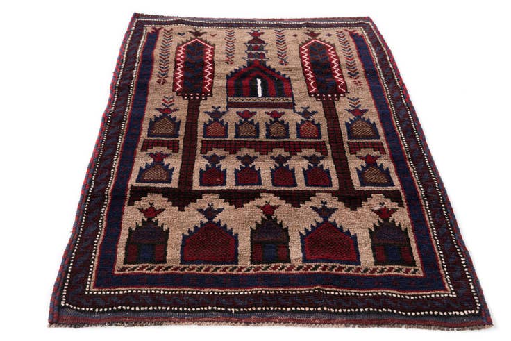 Detail image of 2' 10 x 4' 5 Hand Knotted Balouch Persian Wool Rug