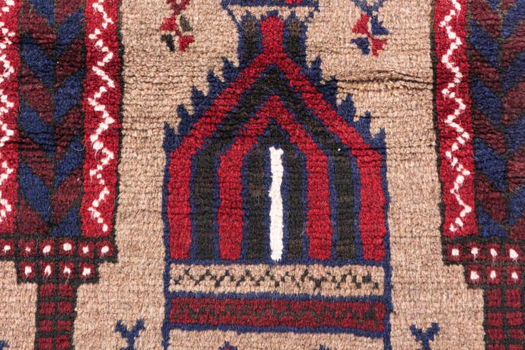 Detail image of 2' 10 x 4' 5 Hand Knotted Balouch Persian Wool Rug