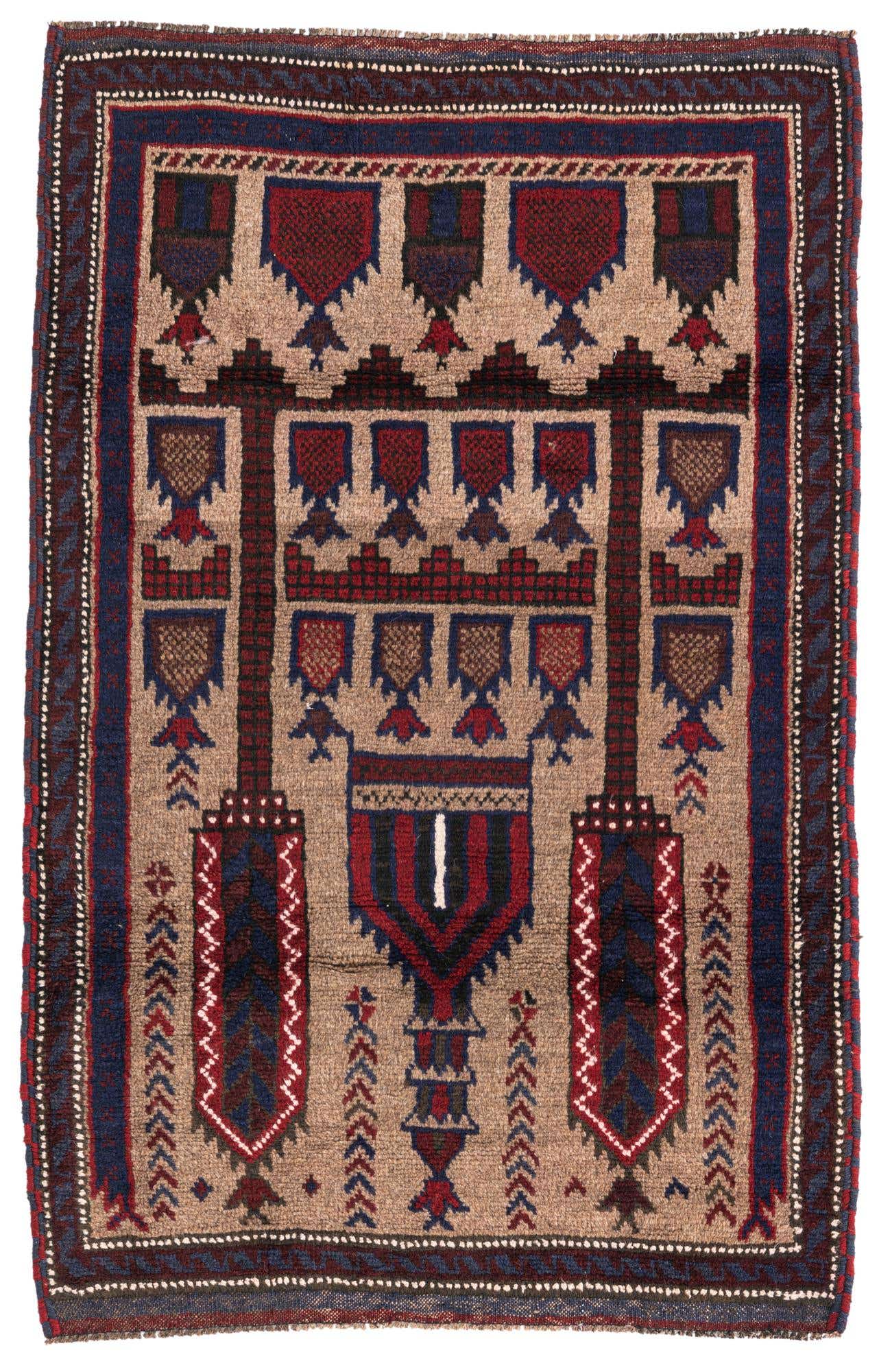 2' 10 x 4' 5 Hand Knotted Balouch Persian Wool Rug