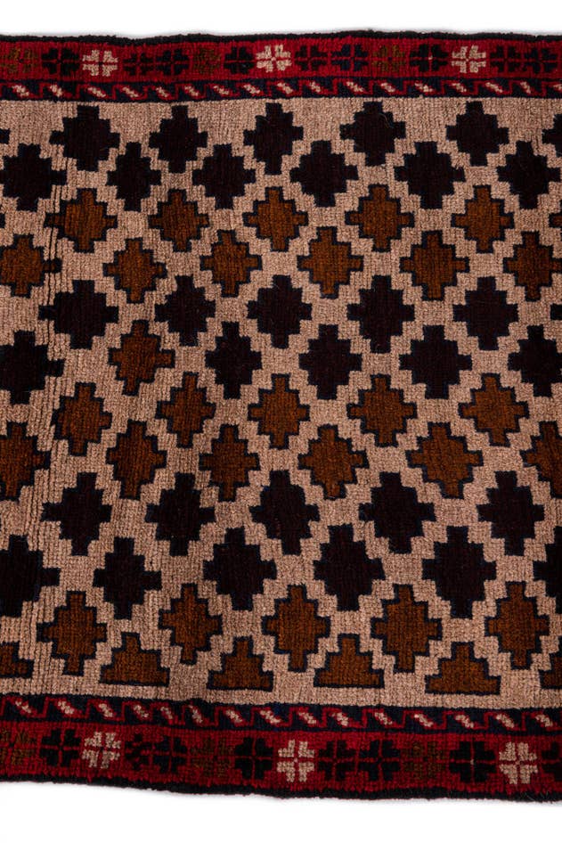 Detail image of 2' 10 x 4' 9 Hand Knotted Balouch Persian Wool Rug