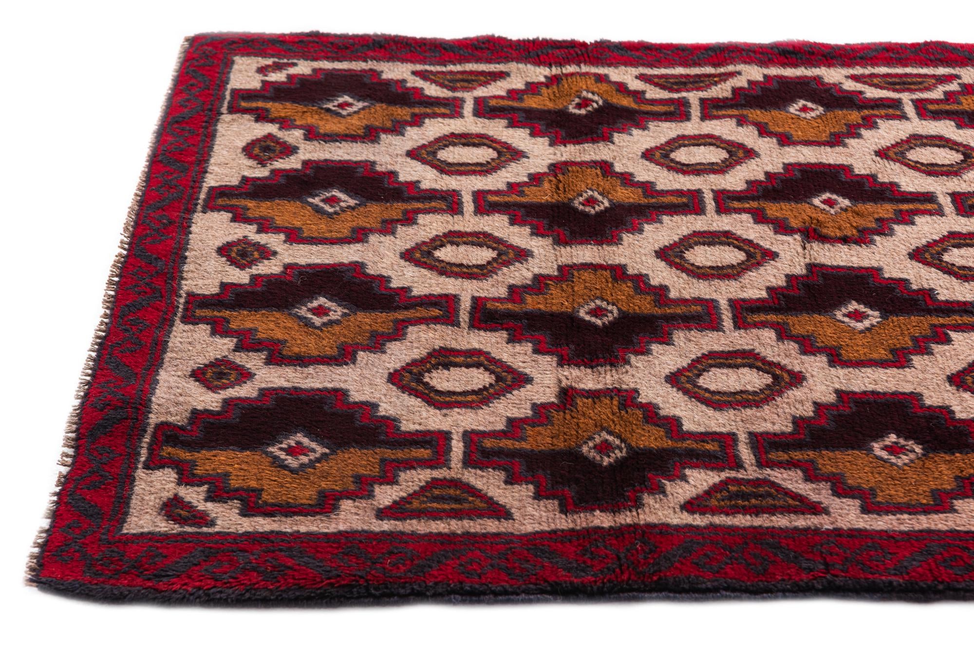 3' x 4' 9 Hand Knotted Balouch Persian Wool Rug