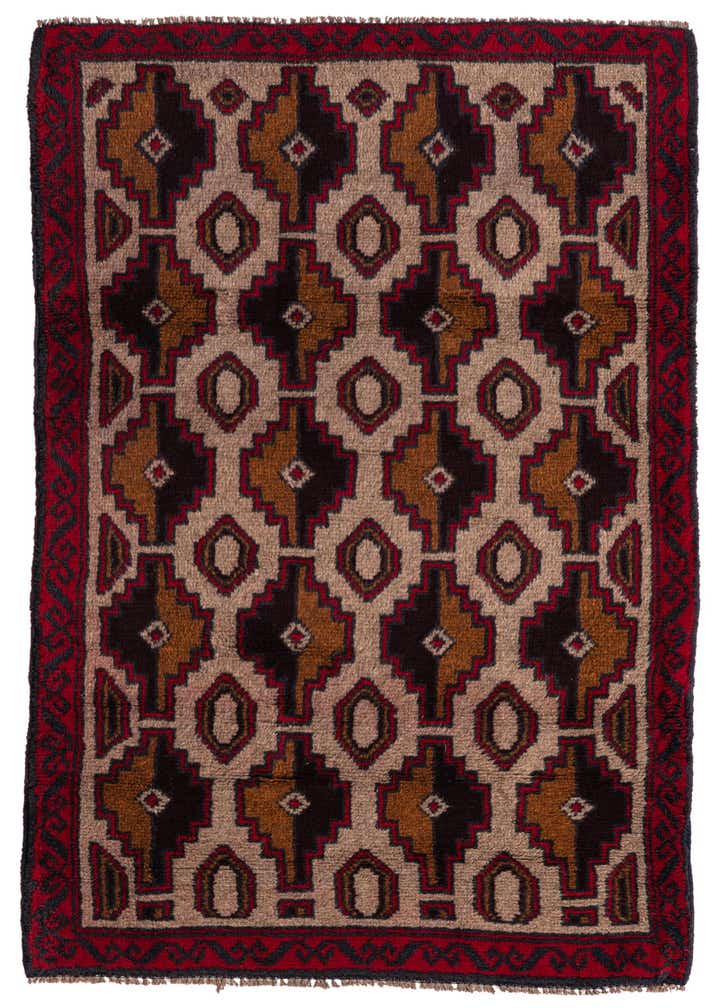 3' x 4' 9 Hand Knotted Balouch Persian Wool Rug