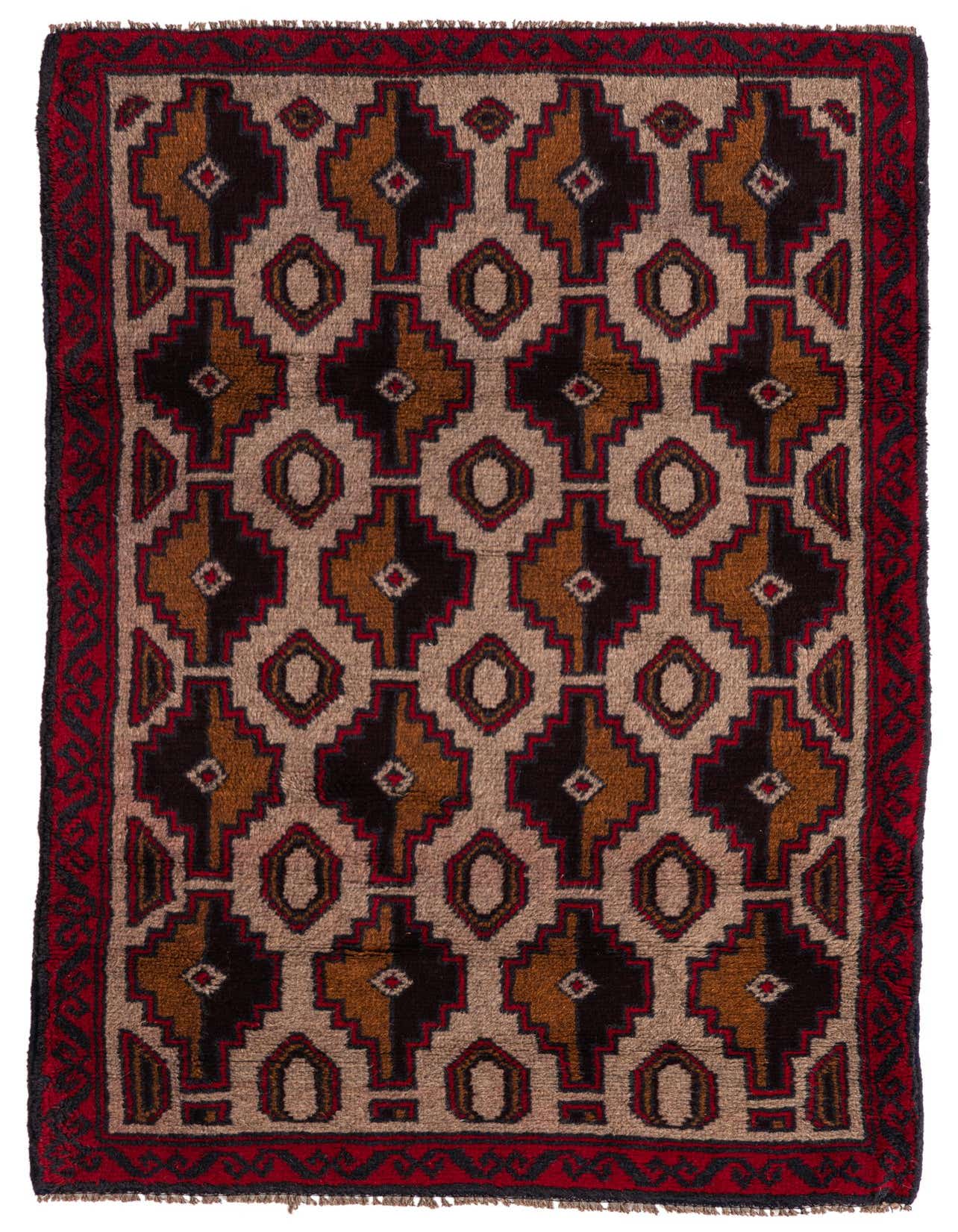 3' x 4' 9 Hand Knotted Balouch Persian Wool Rug