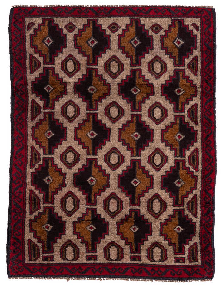 Detail image of 3' x 4' 9 Hand Knotted Balouch Persian Wool Rug