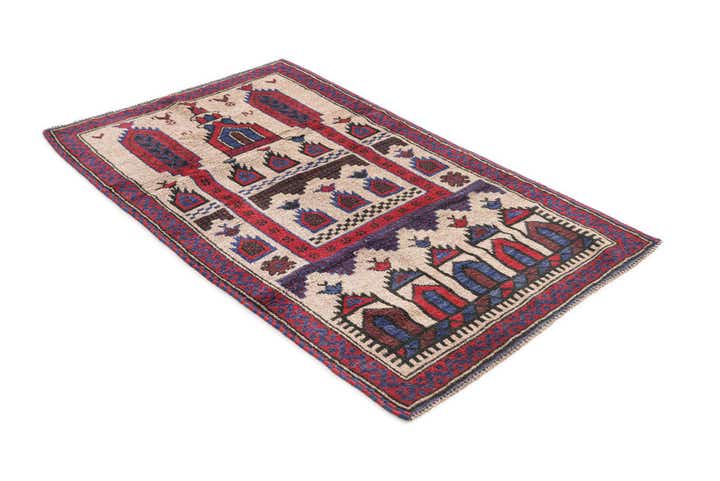 2' 10 x 4' 8 Hand Knotted Balouch Persian Wool Rug