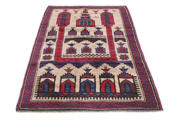 2' 10 x 4' 8 Hand Knotted Balouch Persian Wool Rug