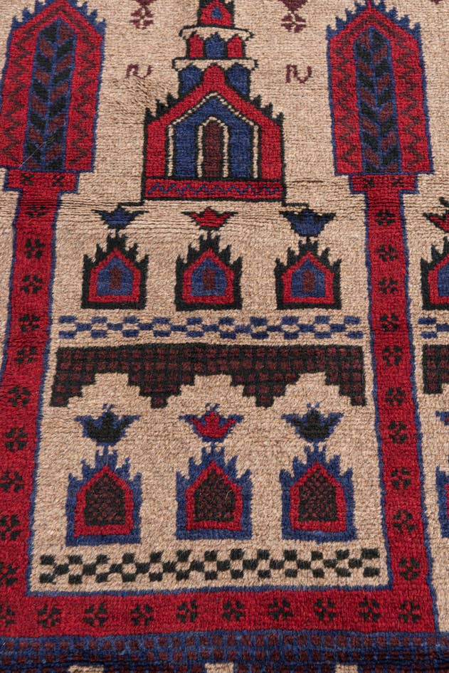 Detail image of 2' 10 x 4' 8 Hand Knotted Balouch Persian Wool Rug