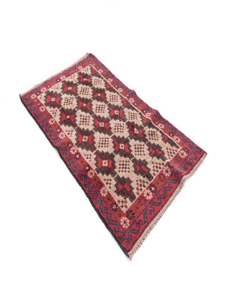 Detail image of 2' 9 x 4' 9  Hand Knotted Balouch Persian Wool Rug