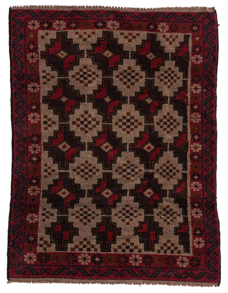Detail image of 2' 9 x 4' 9 Hand Knotted Balouch Persian Wool Rug