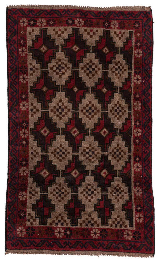 2' 9 x 4' 9 Hand Knotted Balouch Persian Wool Rug