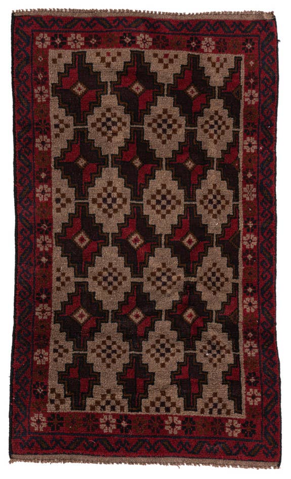 Detail image of 2' 9 x 4' 9 Hand Knotted Balouch Persian Wool Rug