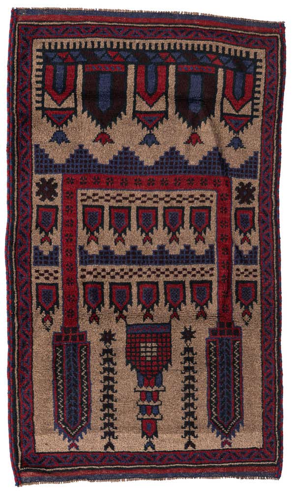 3' x 5' Hand Knotted Balouch Persian Wool Rug