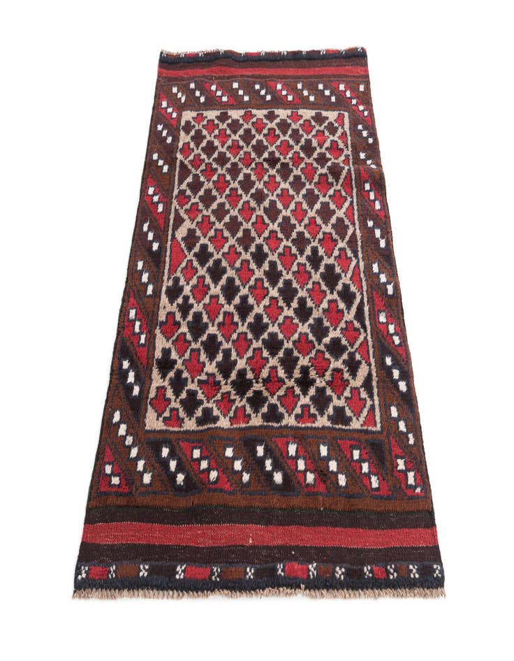 Detail image of 2' 9 x 4' 7  Hand Knotted Balouch Persian Wool Rug