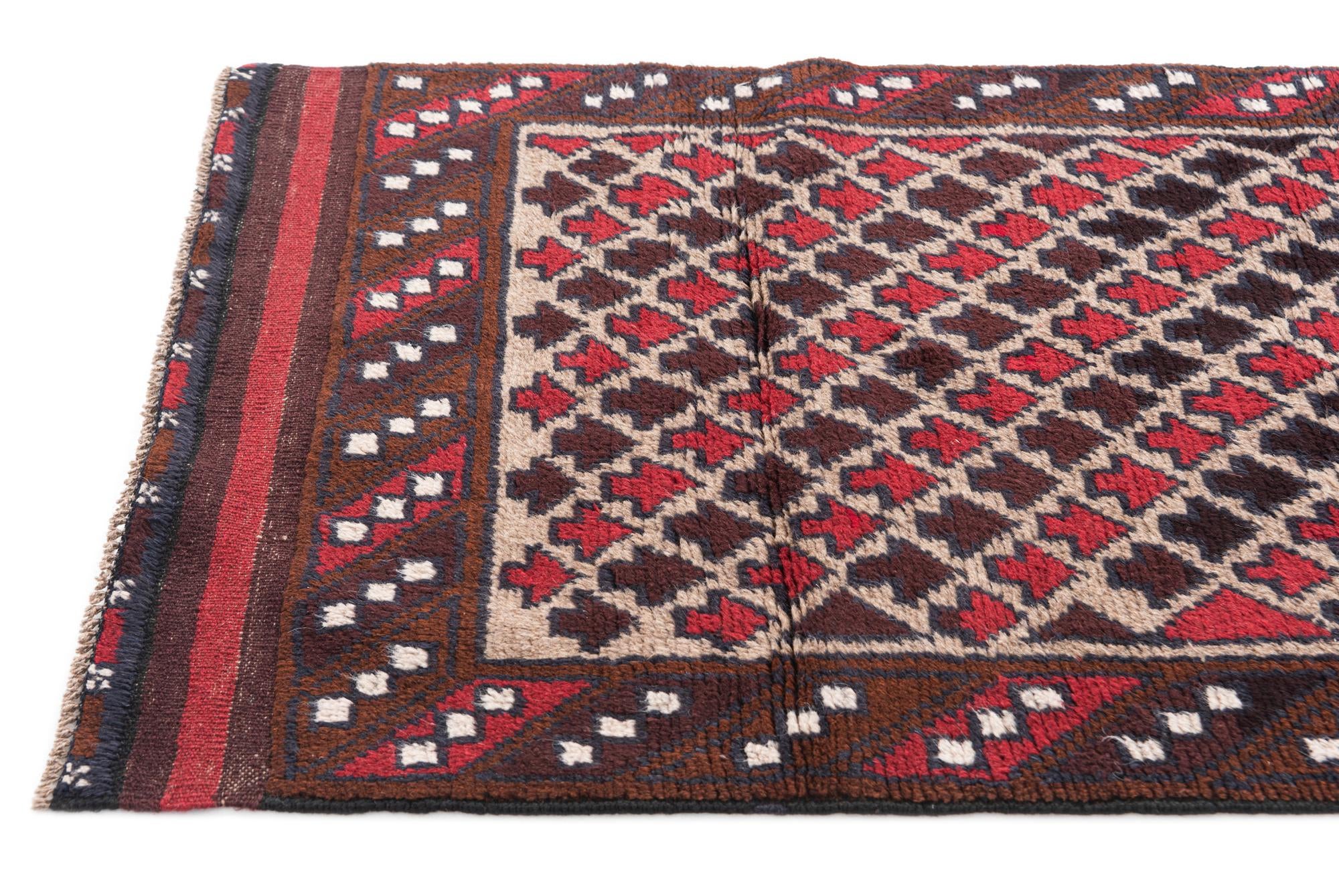 2' 9 x 4' 7 Hand Knotted Balouch Persian Wool Rug