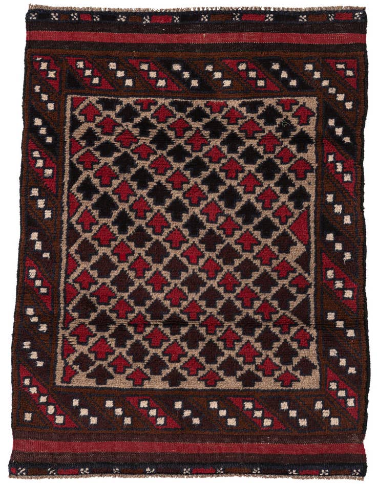 Detail image of 2' 9 x 4' 7 Hand Knotted Balouch Persian Wool Rug