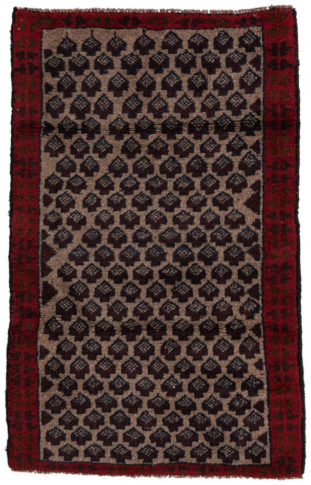 Detail image of 2' 9 x 4' 7 Hand Knotted Balouch Persian Wool Rug
