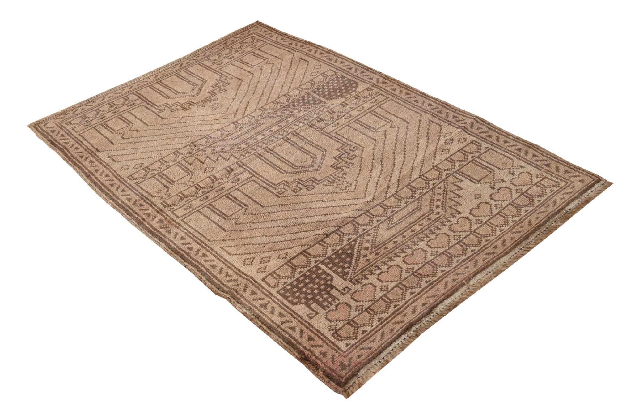 3' 2 x 4' 10 Hand Knotted Balouch Persian Wool Rug
