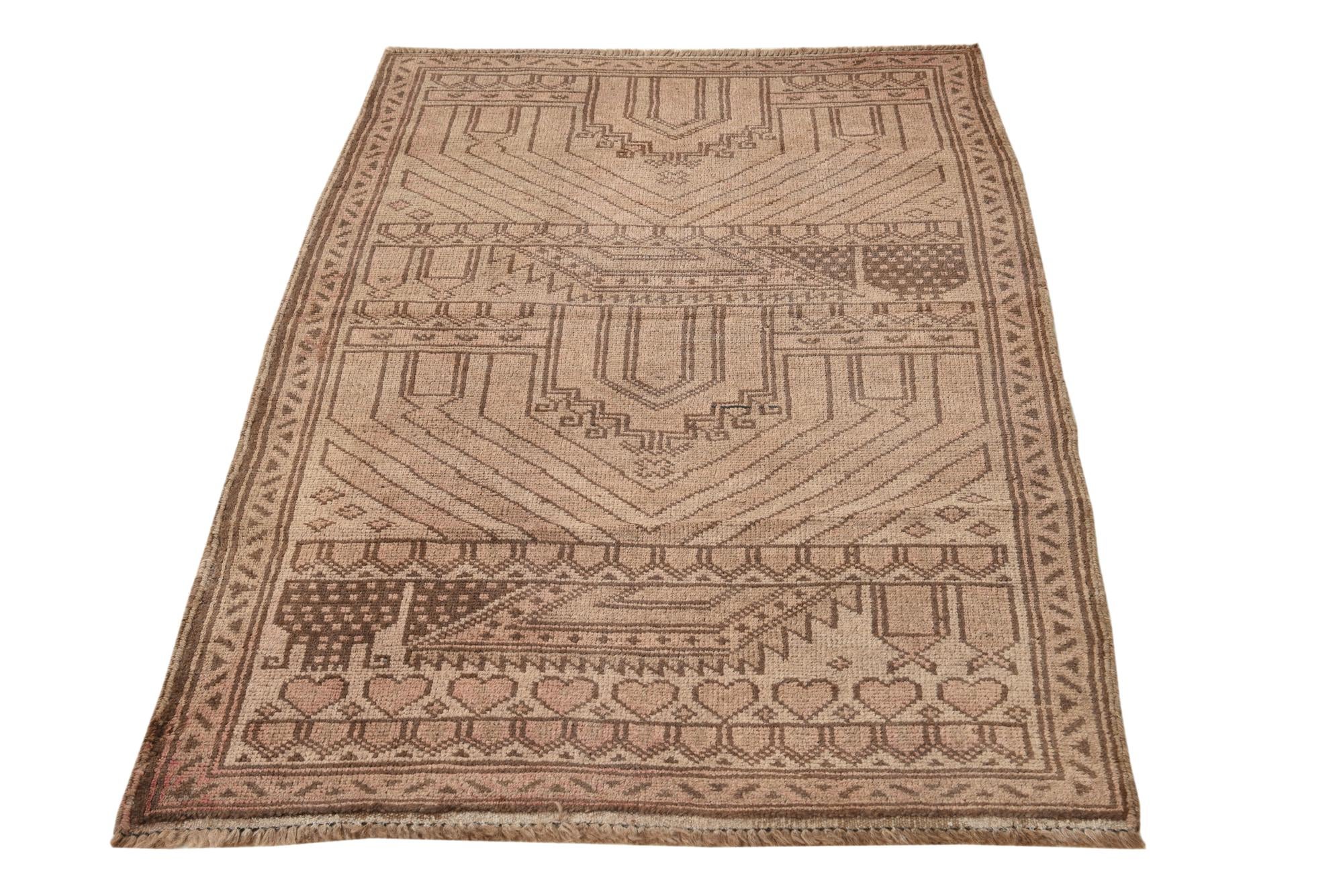 3' 2 x 4' 10 Hand Knotted Balouch Persian Wool Rug