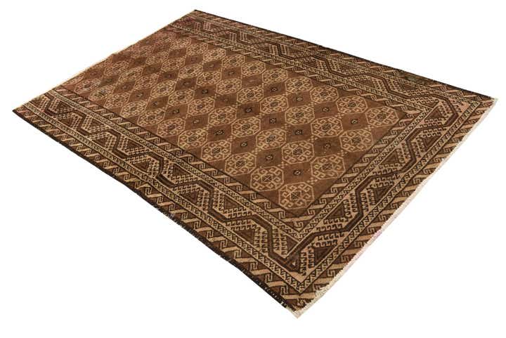 4' 6 x 6' 8 Hand Knotted Balouch Persian Wool Rug