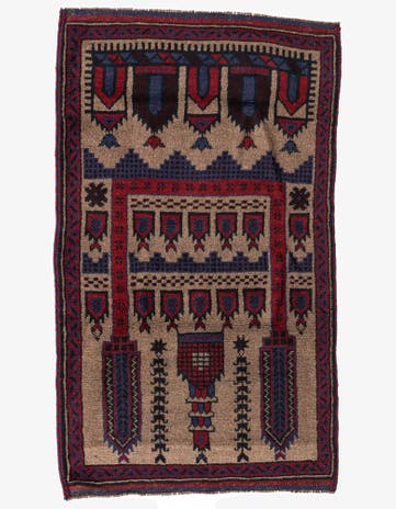 3' x 5' Hand Knotted Balouch Persian Wool Rug