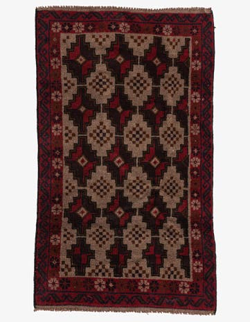 2' 9 x 4' 9 Hand Knotted Balouch Persian Wool Rug