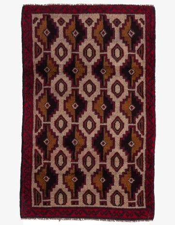 3' x 4' 9 Hand Knotted Balouch Persian Wool Rug