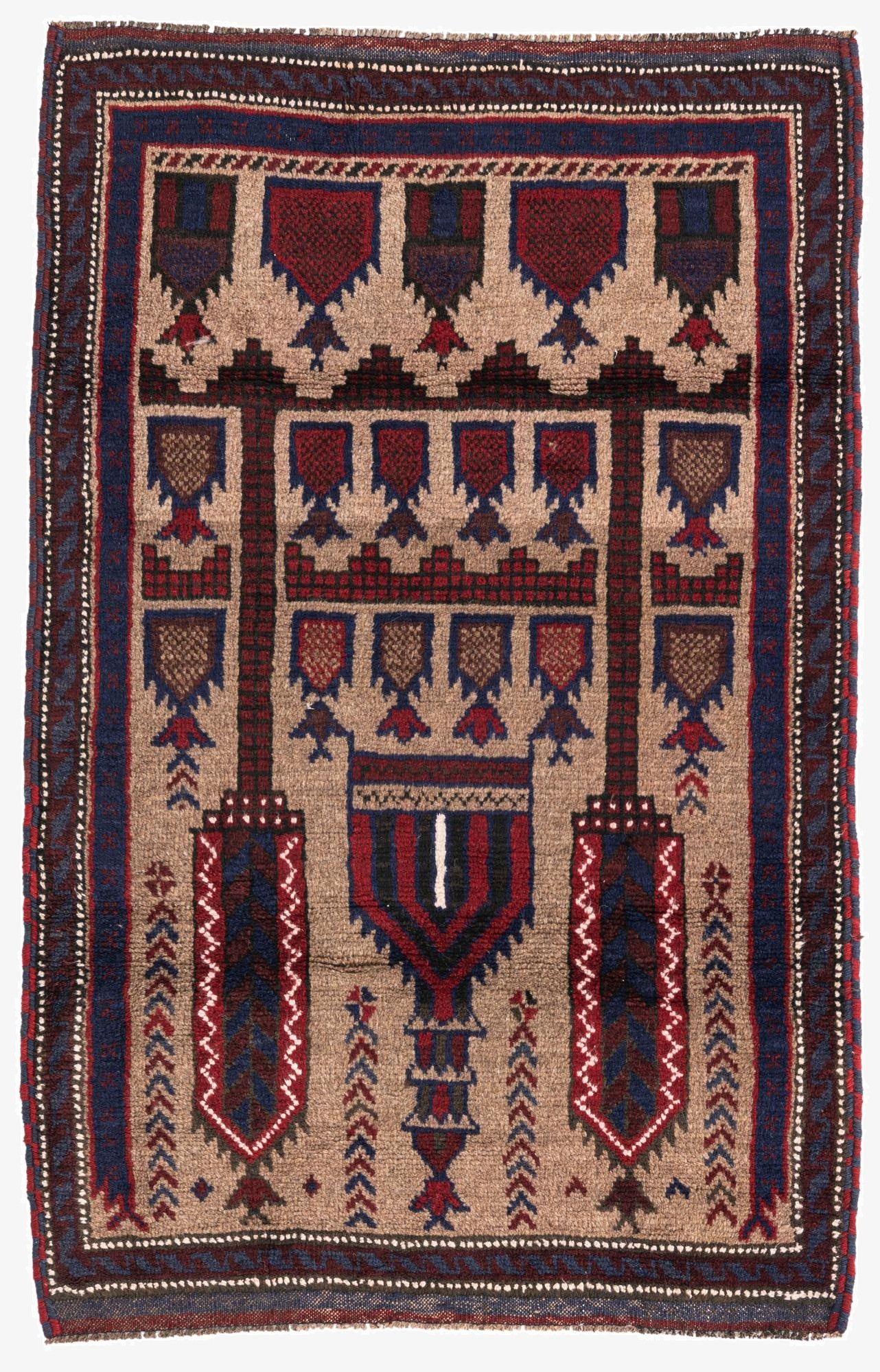 2' 10 x 4' 5  Hand Knotted Balouch Persian Wool Rug