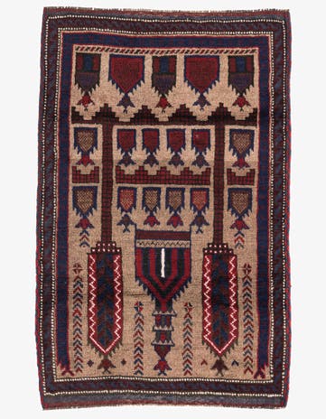 2' 10 x 4' 5 Hand Knotted Balouch Persian Wool Rug