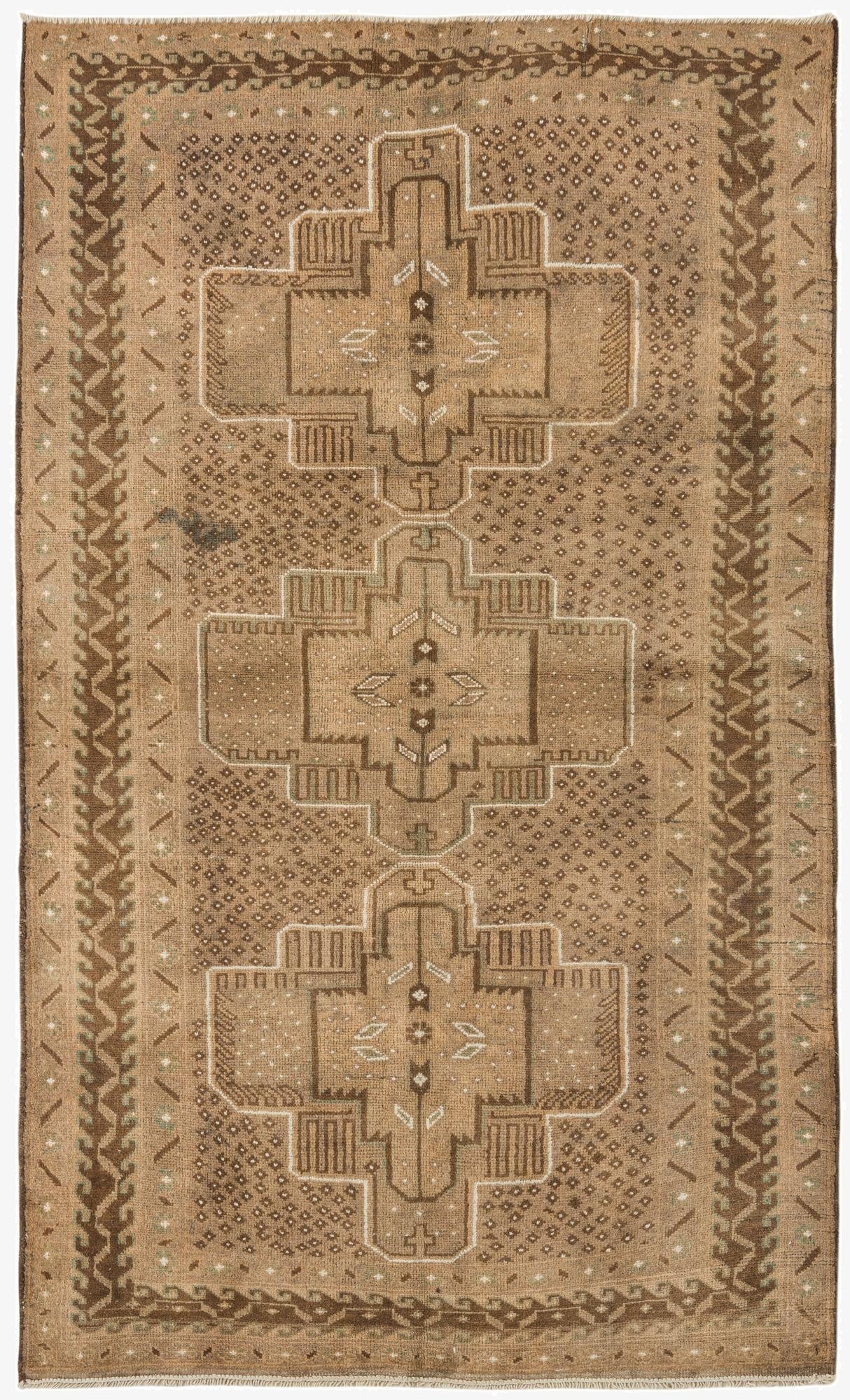 3' 8 x 6'  Hand Knotted Balouch Persian Wool Rug