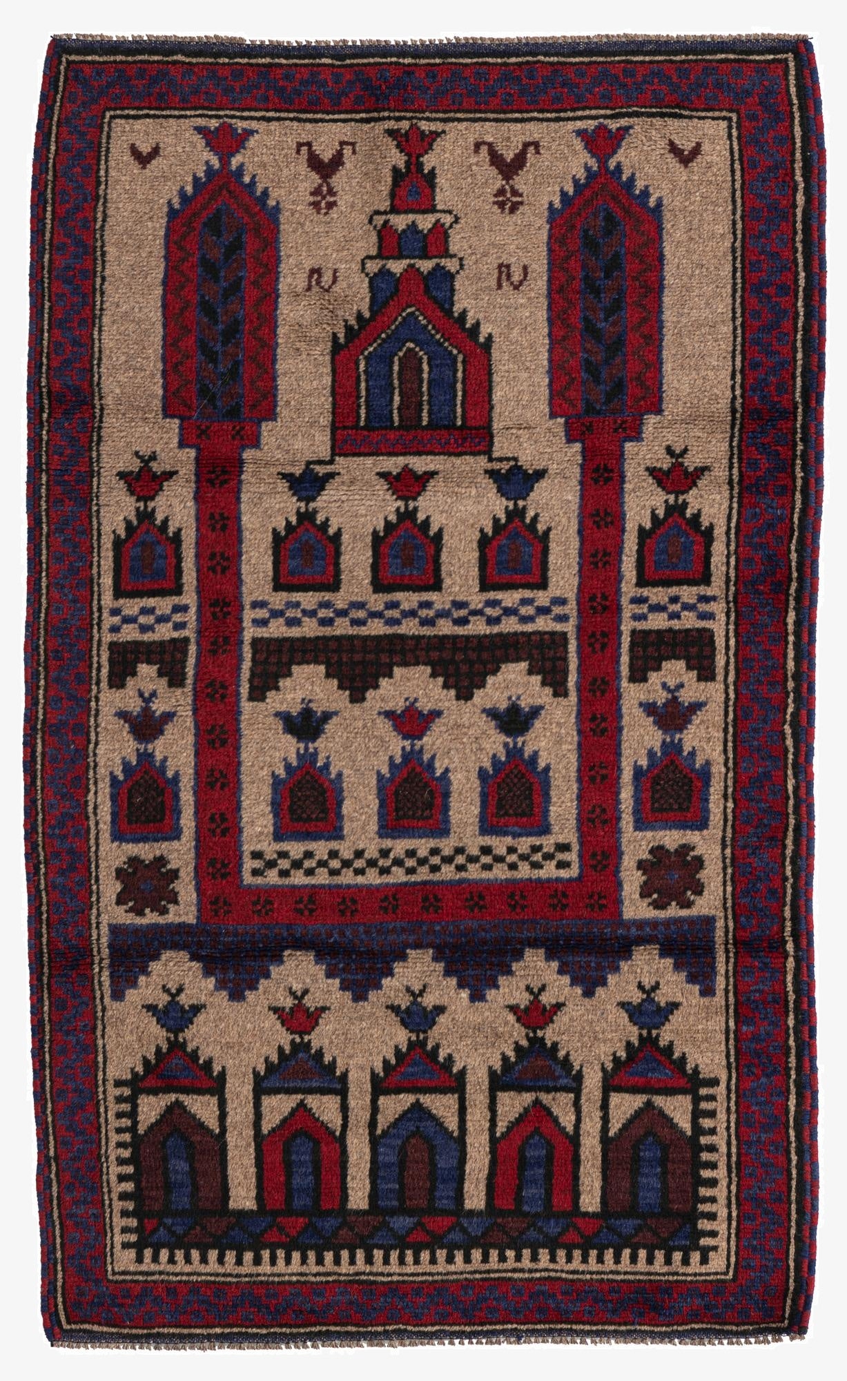 2' 10 x 4' 8  Hand Knotted Balouch Persian Wool Rug