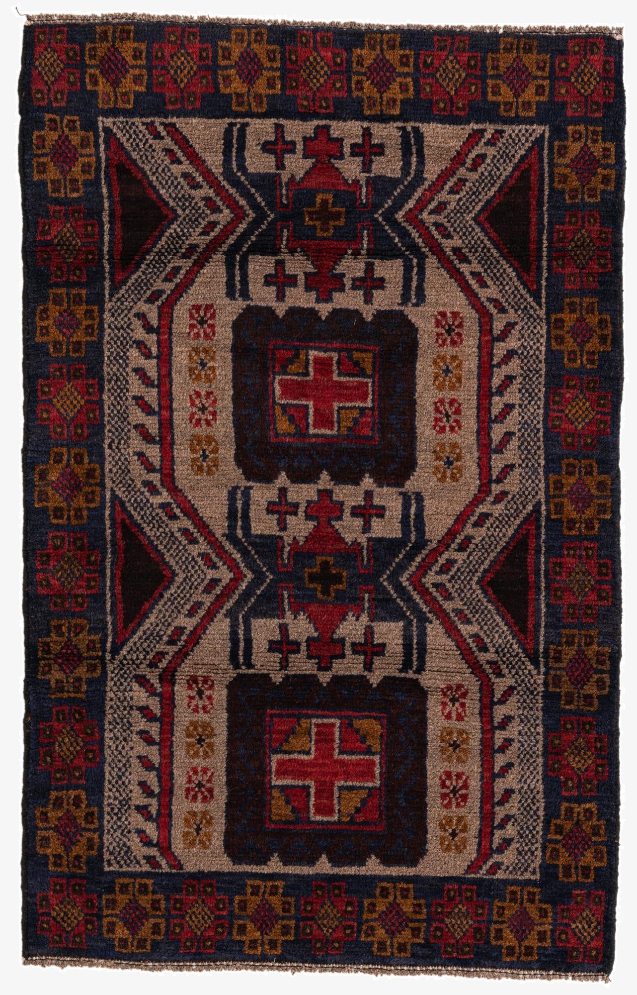 3' x 4' 4  Hand Knotted Balouch Persian Wool Rug