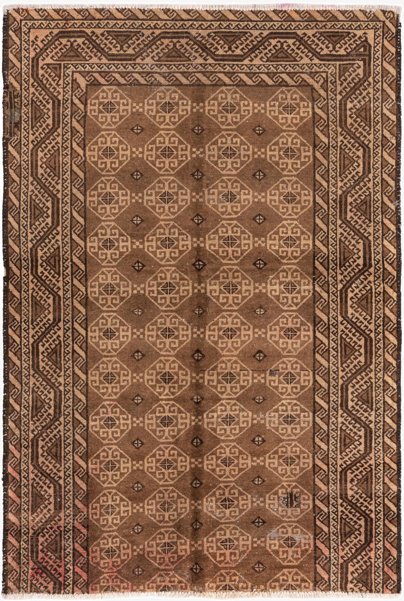 4' 6 x 6' 8  Hand Knotted Balouch Persian Wool Rug