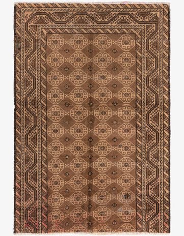 4' 6 x 6' 8 Hand Knotted Balouch Persian Wool Rug