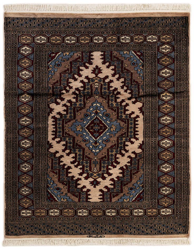 Detail image of 4' 3 x 6' 3 Hand Knotted Bokhara Oriental Wool Rug