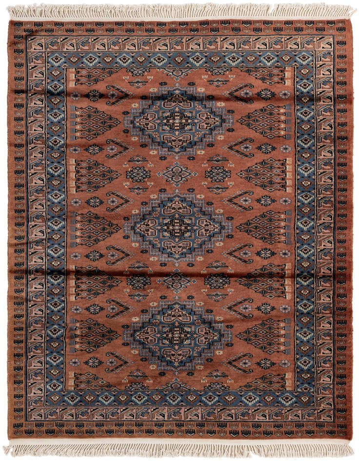 Detail image of 4' 3 x 6' Hand Knotted Bokhara Oriental Wool Rug