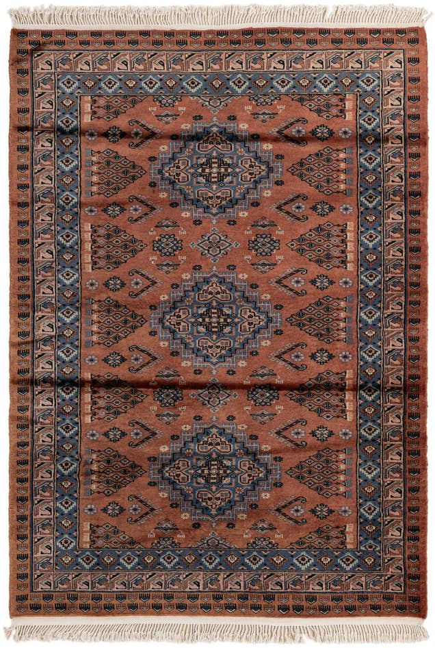 Detail image of 4' 3 x 6' Hand Knotted Bokhara Oriental Wool Rug