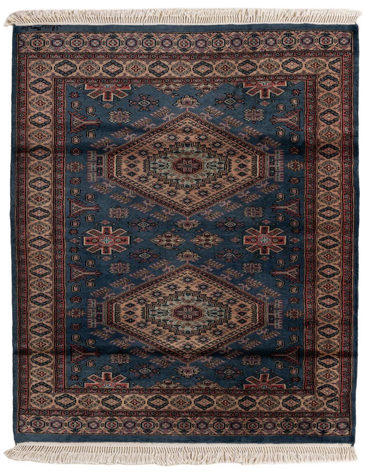 Detail image of 4' 3 x 5' 6 Hand Knotted Bokhara Oriental Wool Rug
