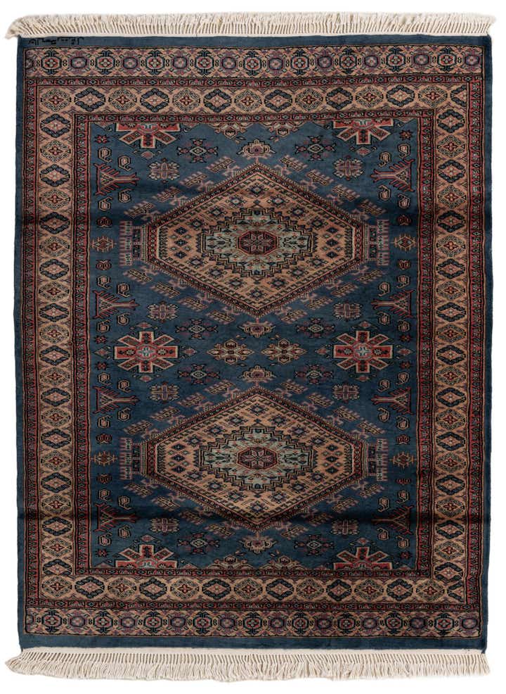 4' 3 x 5' 6 Hand Knotted Bokhara Oriental Wool Rug
