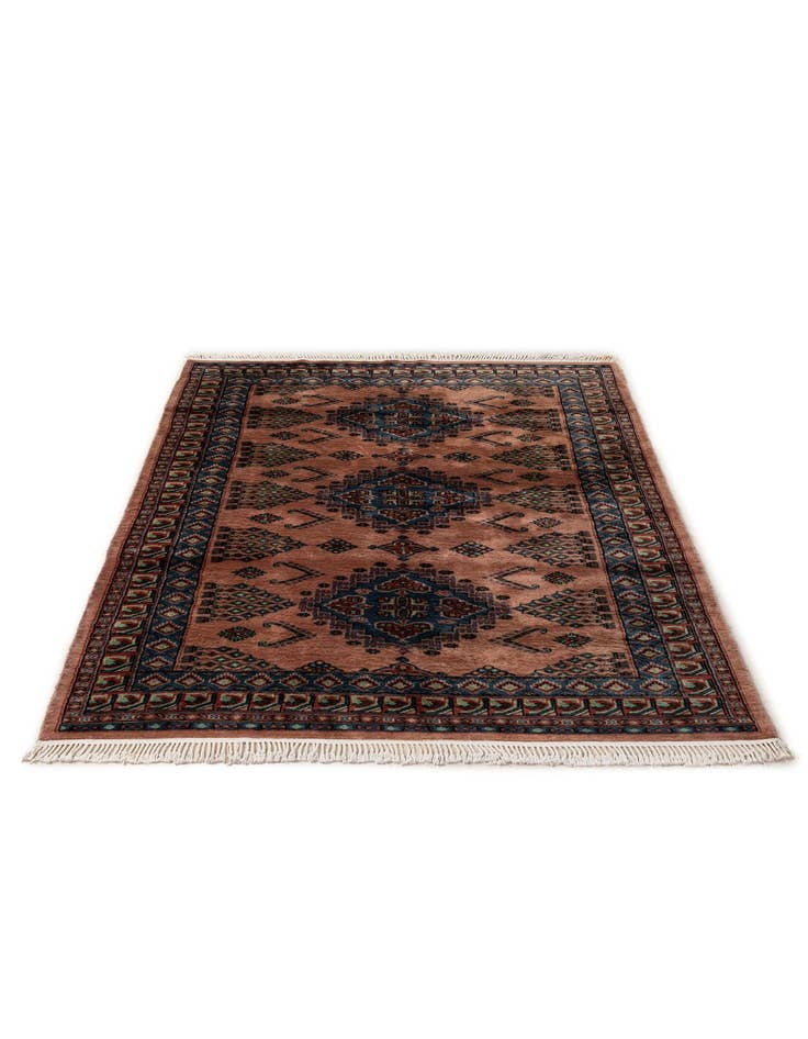 Detail image of 4' 3 x 6'  Hand Knotted Bokhara Oriental Wool Rug