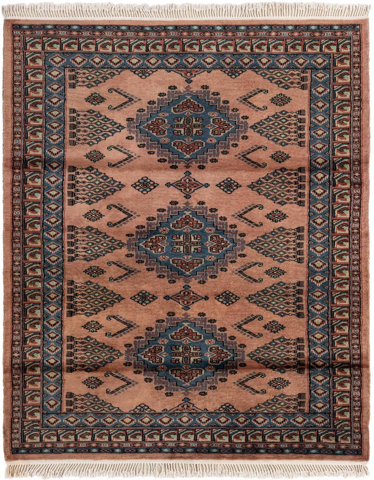 Detail image of 4' 3 x 6' Hand Knotted Bokhara Oriental Wool Rug