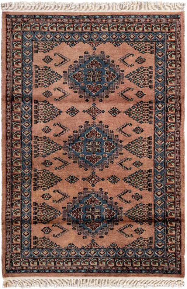 Detail image of 4' 3 x 6' Hand Knotted Bokhara Oriental Wool Rug
