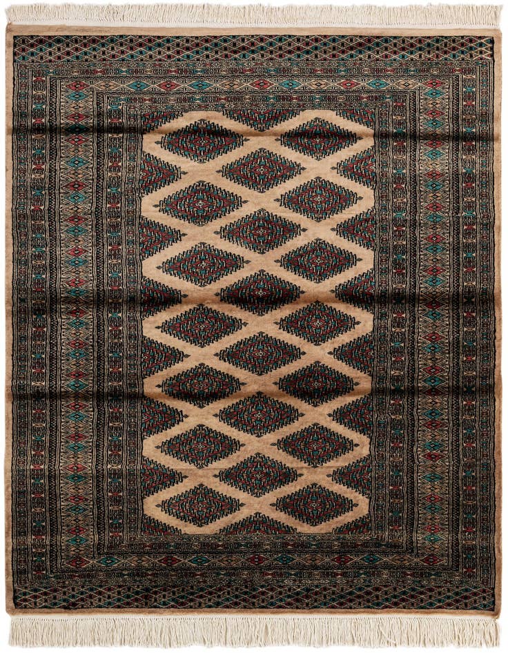Detail image of 4' 3 x 5' 10 Hand Knotted Bokhara Oriental Wool Rug