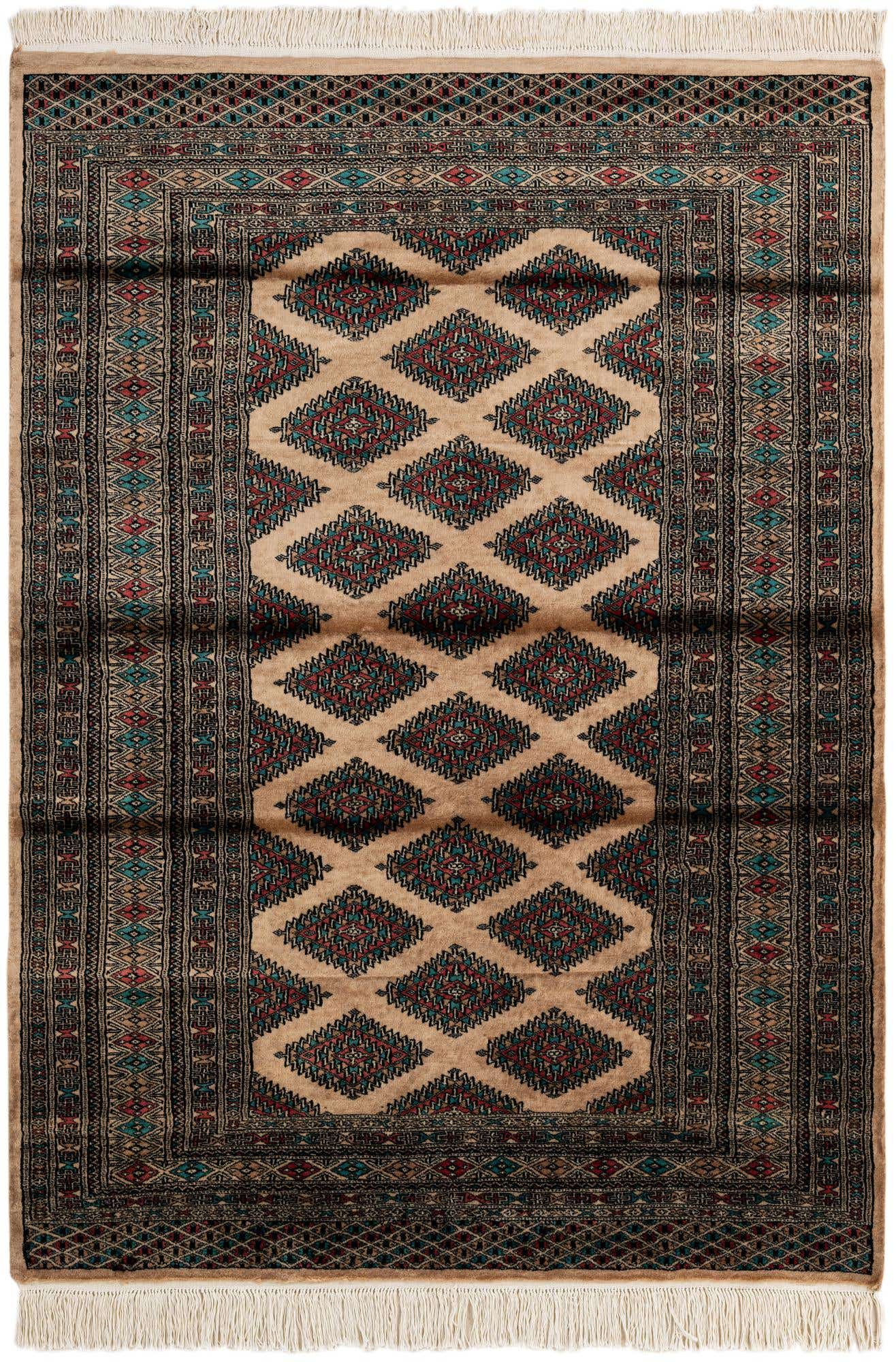 4' 3 x 5' 10 Hand Knotted Bokhara Oriental Wool Rug