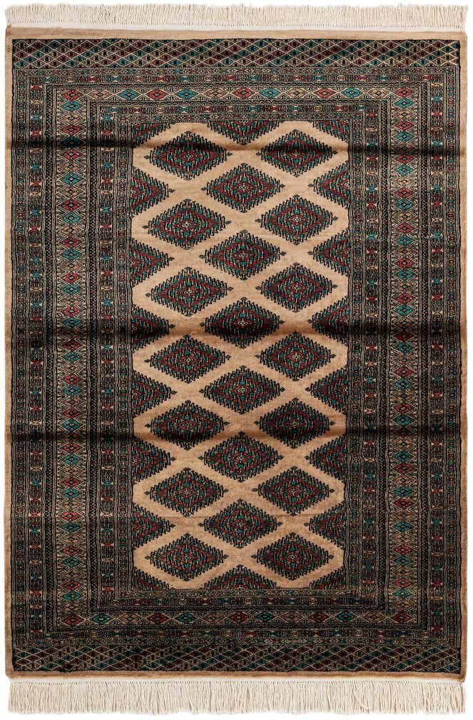 4' 3 x 5' 10 Hand Knotted Bokhara Oriental Wool Rug