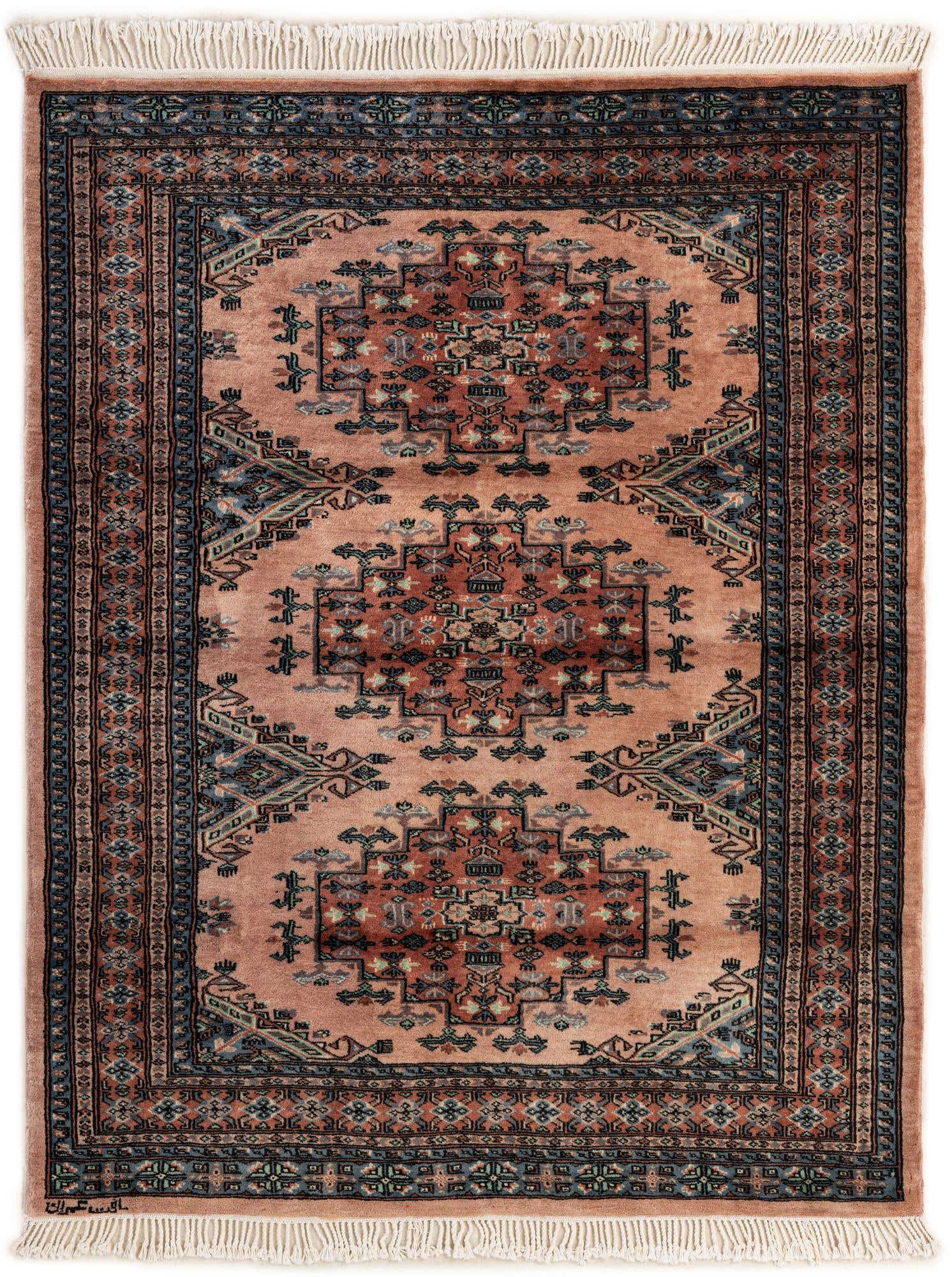 4' 4 x 5' 5 Hand Knotted Bokhara Oriental Wool Rug
