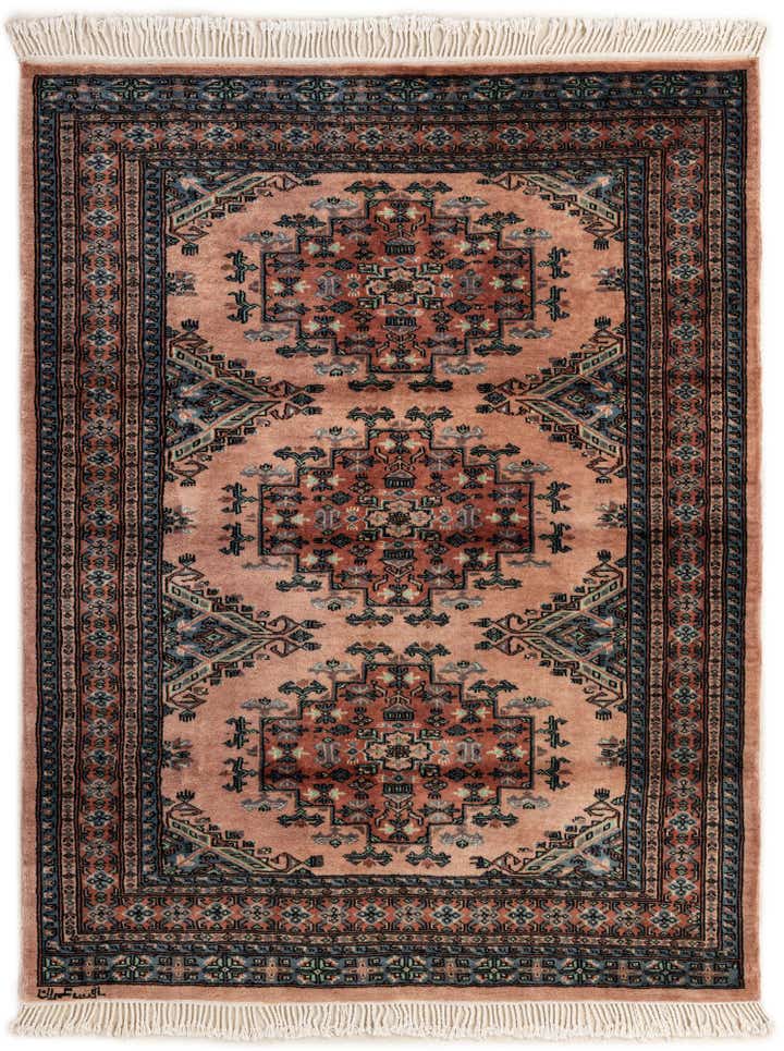 4' 4 x 5' 5 Hand Knotted Bokhara Oriental Wool Rug