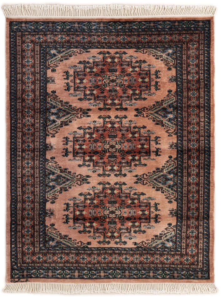 Detail image of 4' 4 x 5' 5 Hand Knotted Bokhara Oriental Wool Rug