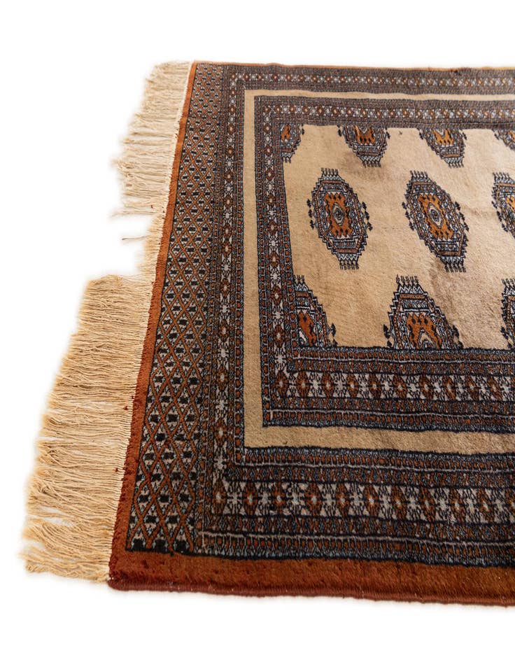 Detail image of 3' 9 x 5' 11  Hand Knotted Bokhara Oriental Wool Rug